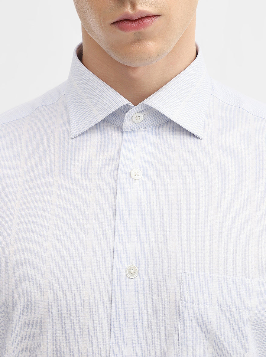 Blue Checked Slim Fit Formal Shirt | JadeBlue Super Luxe