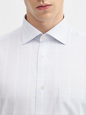 Blue Checked Slim Fit Formal Shirt | JadeBlue Super Luxe