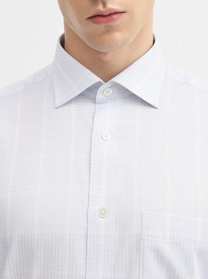 Blue Checked Slim Fit Formal Shirt | JadeBlue Super Luxe