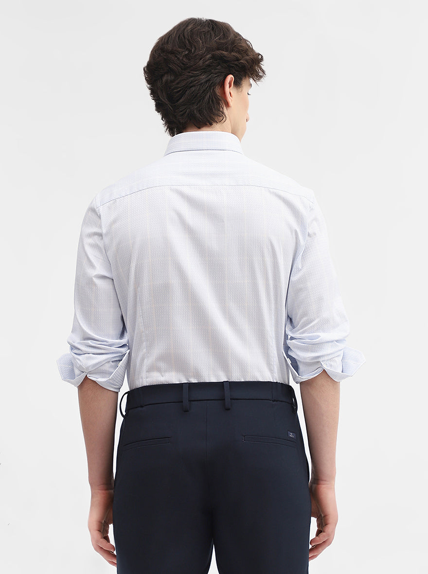 Blue Checked Slim Fit Formal Shirt | JadeBlue Super Luxe