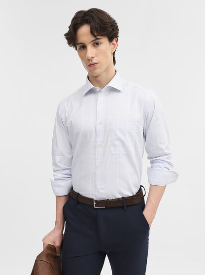 Blue Checked Slim Fit Formal Shirt | JadeBlue Super Luxe