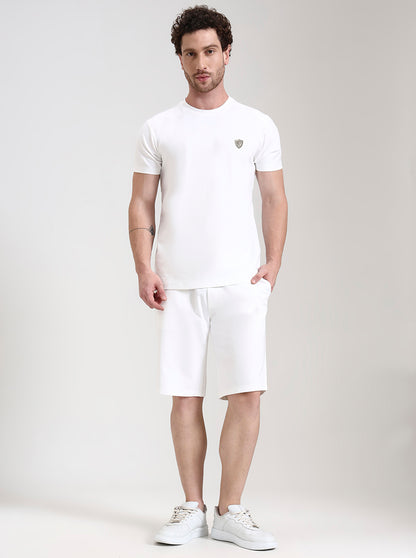 White Solid Slim Fit Shorts | JadeBlue