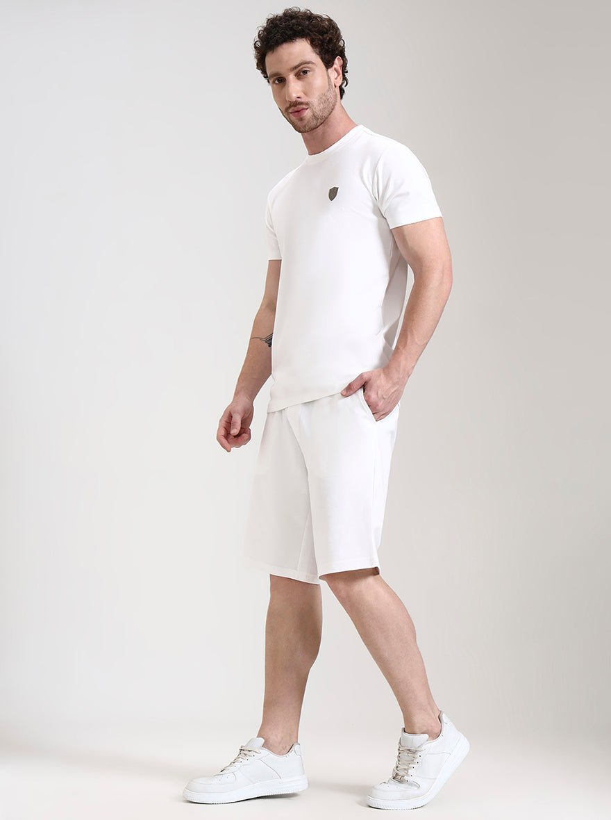 White Solid Slim Fit Shorts | JadeBlue