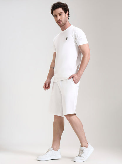 White Solid Slim Fit Shorts | JadeBlue