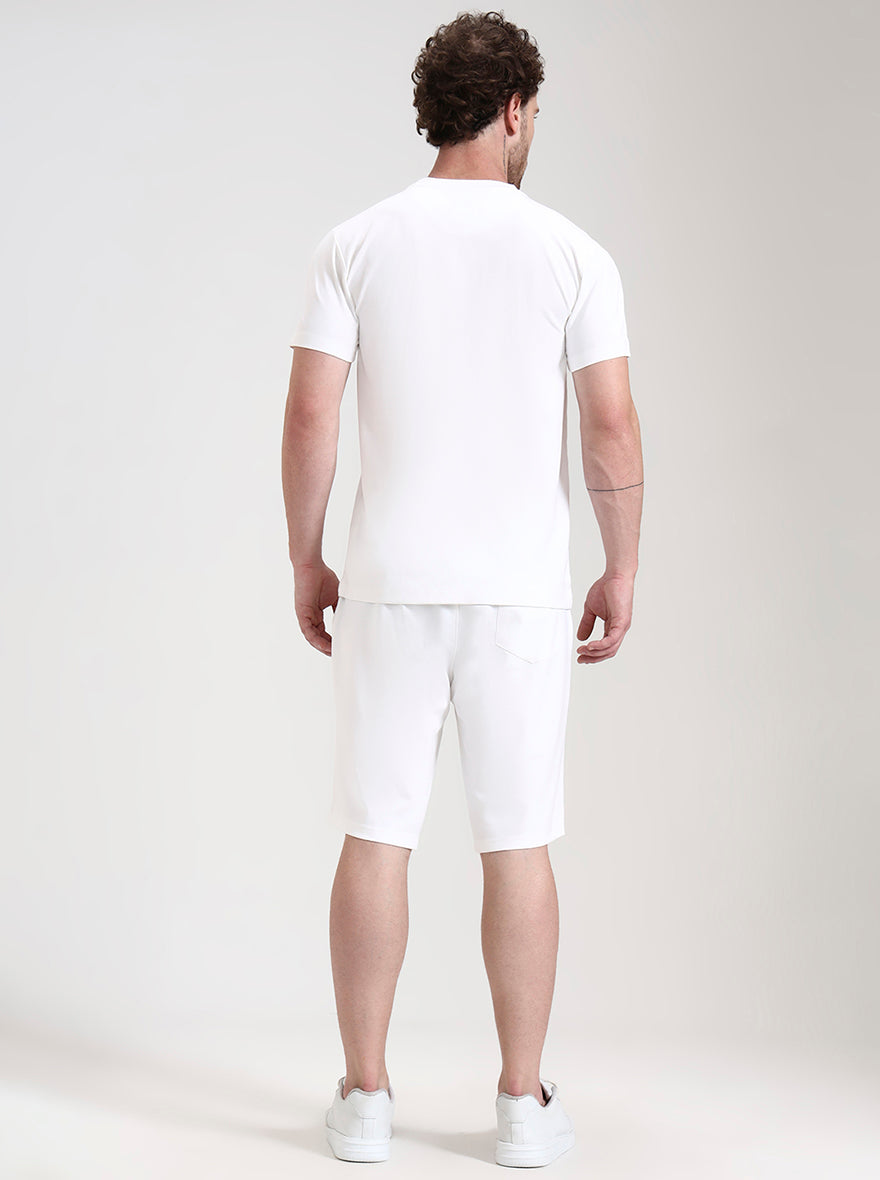 White Solid Slim Fit Shorts | JadeBlue