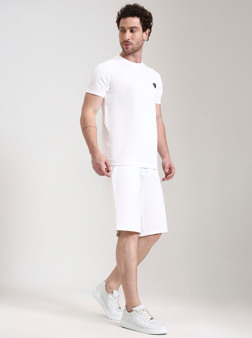 White Solid Slim Fit Shorts | JadeBlue