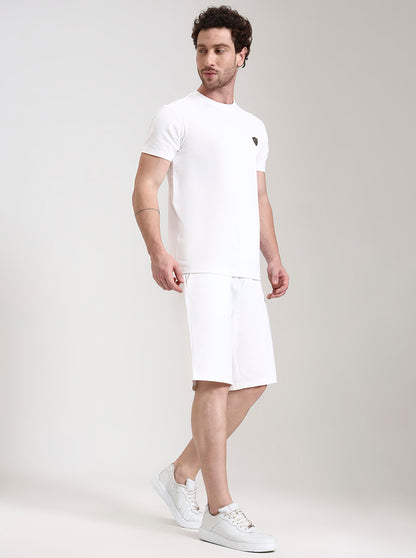 White Solid Slim Fit Shorts | JadeBlue