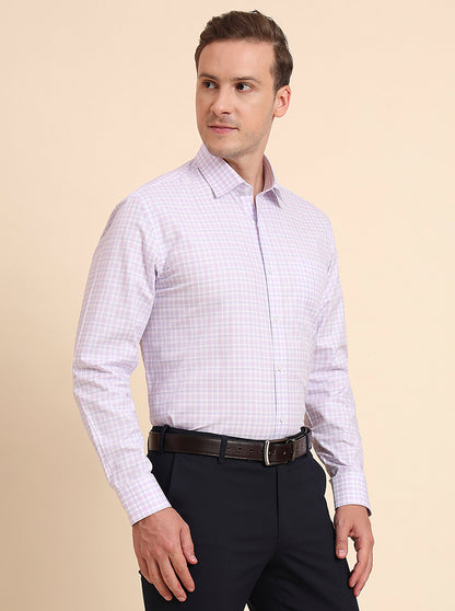 Lavender Checked Regular Fit Formal Shirt | JadeBlue