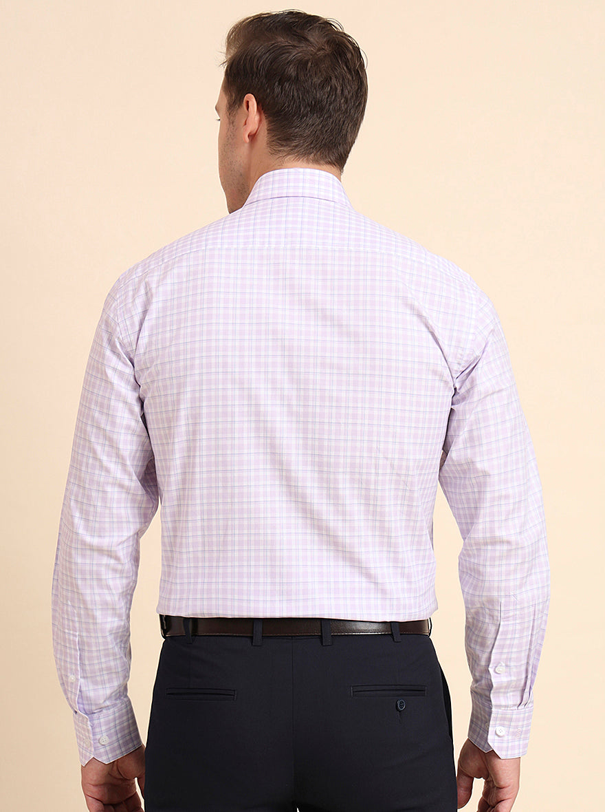 Lavender Checked Regular Fit Formal Shirt | JadeBlue