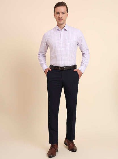 Lavender Checked Regular Fit Formal Shirt | JadeBlue