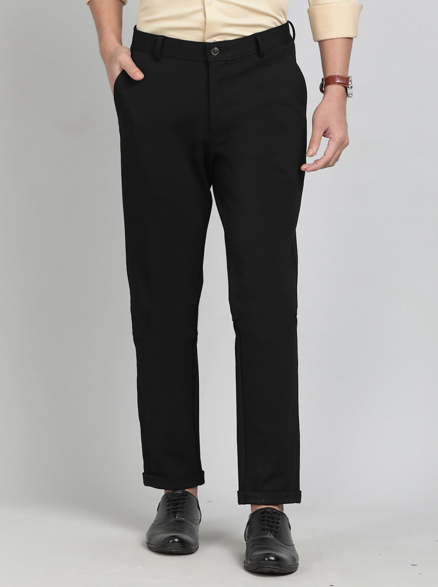 Black Solid Slim Fit Club Wear Trouser | JB Studio