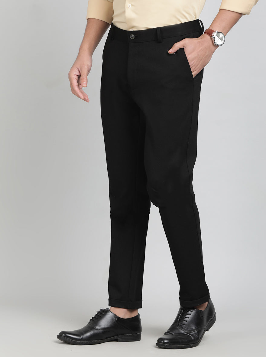 Black Solid Slim Fit Club Wear Trouser | JB Studio