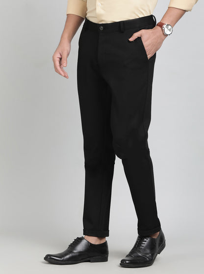 Black Solid Slim Fit Club Wear Trouser | JB Studio