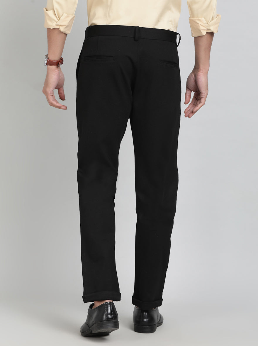 Black Solid Slim Fit Club Wear Trouser | JB Studio