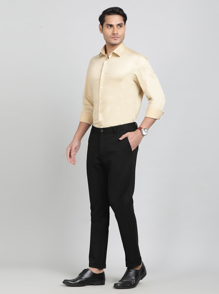 Black Solid Slim Fit Club Wear Trouser | JB Studio