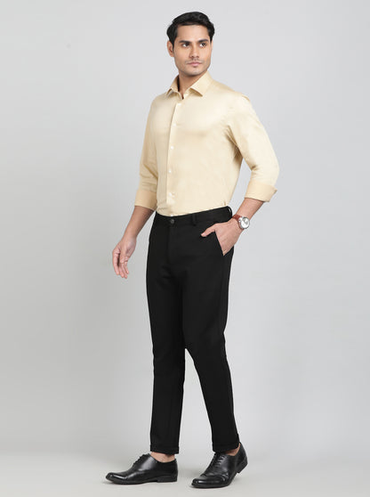 Black Solid Slim Fit Club Wear Trouser | JB Studio