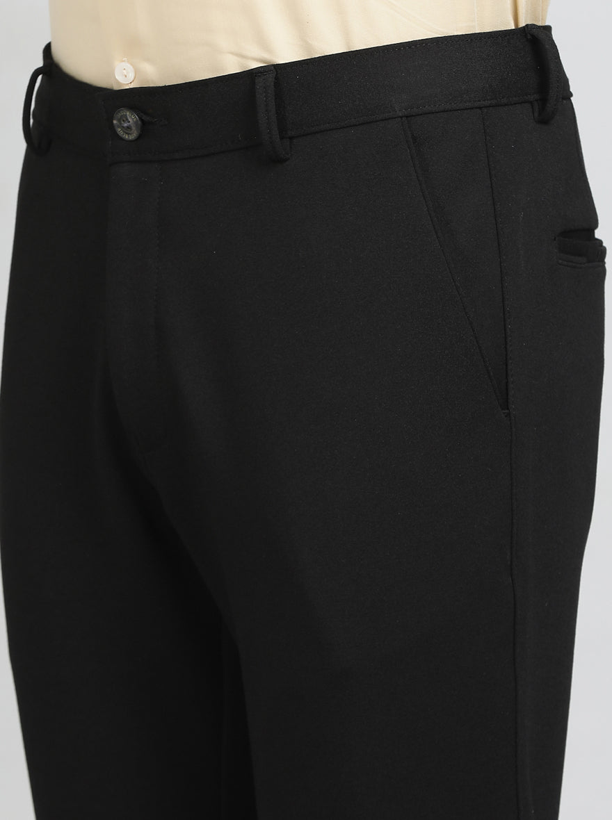Black Solid Slim Fit Club Wear Trouser | JB Studio