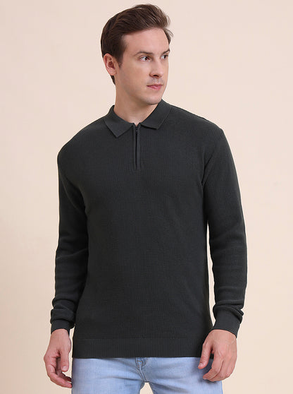Olive Solid Slim Fit T-Shirt | JadeBlue