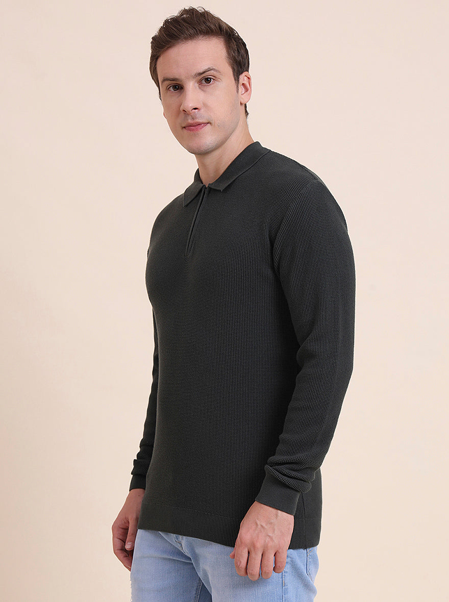 Olive Solid Slim Fit T-Shirt | JadeBlue