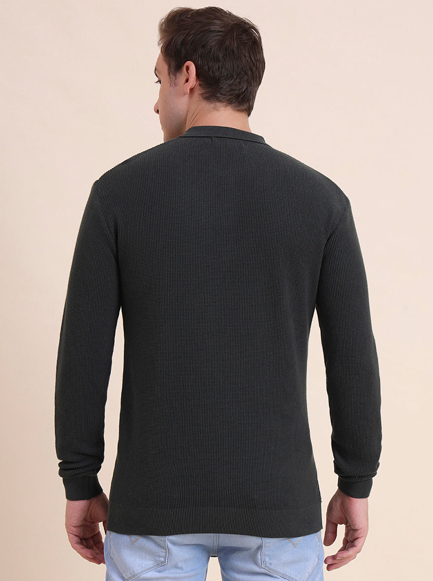 Olive Solid Slim Fit T-Shirt | JadeBlue