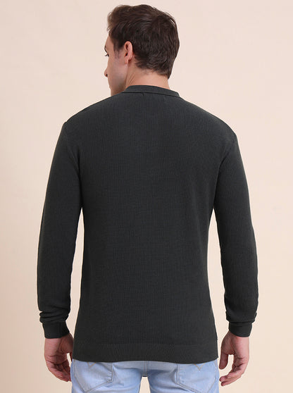 Olive Solid Slim Fit T-Shirt | JadeBlue