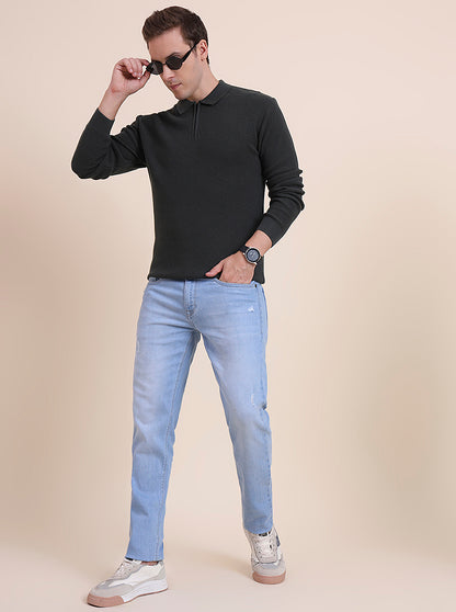 Olive Solid Slim Fit T-Shirt | JadeBlue