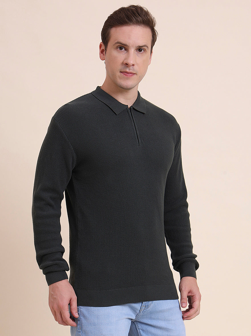 Olive Solid Slim Fit T-Shirt | JadeBlue