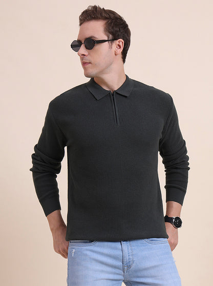 Olive Solid Slim Fit T-Shirt | JadeBlue