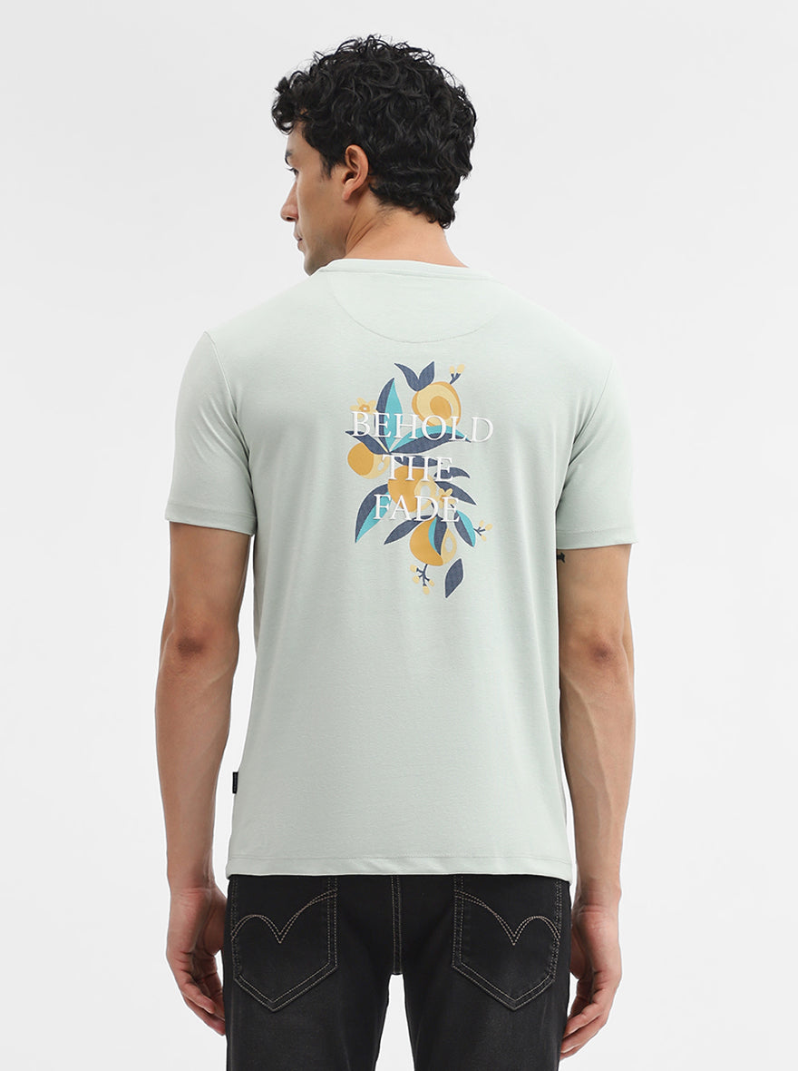 Light Grey Printed Slim Fit T-Shirt | JadeBlue