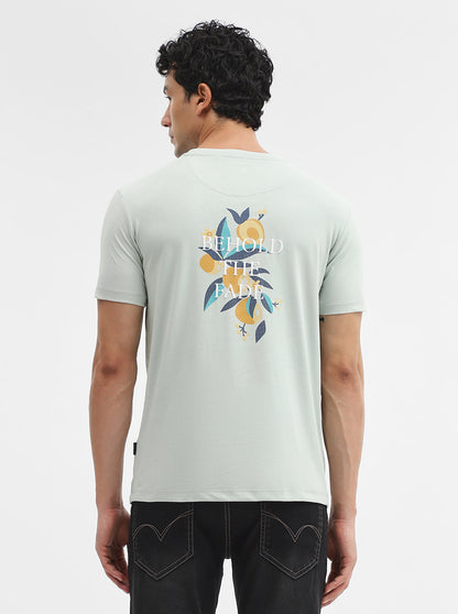 Light Grey Printed Slim Fit T-Shirt | JadeBlue