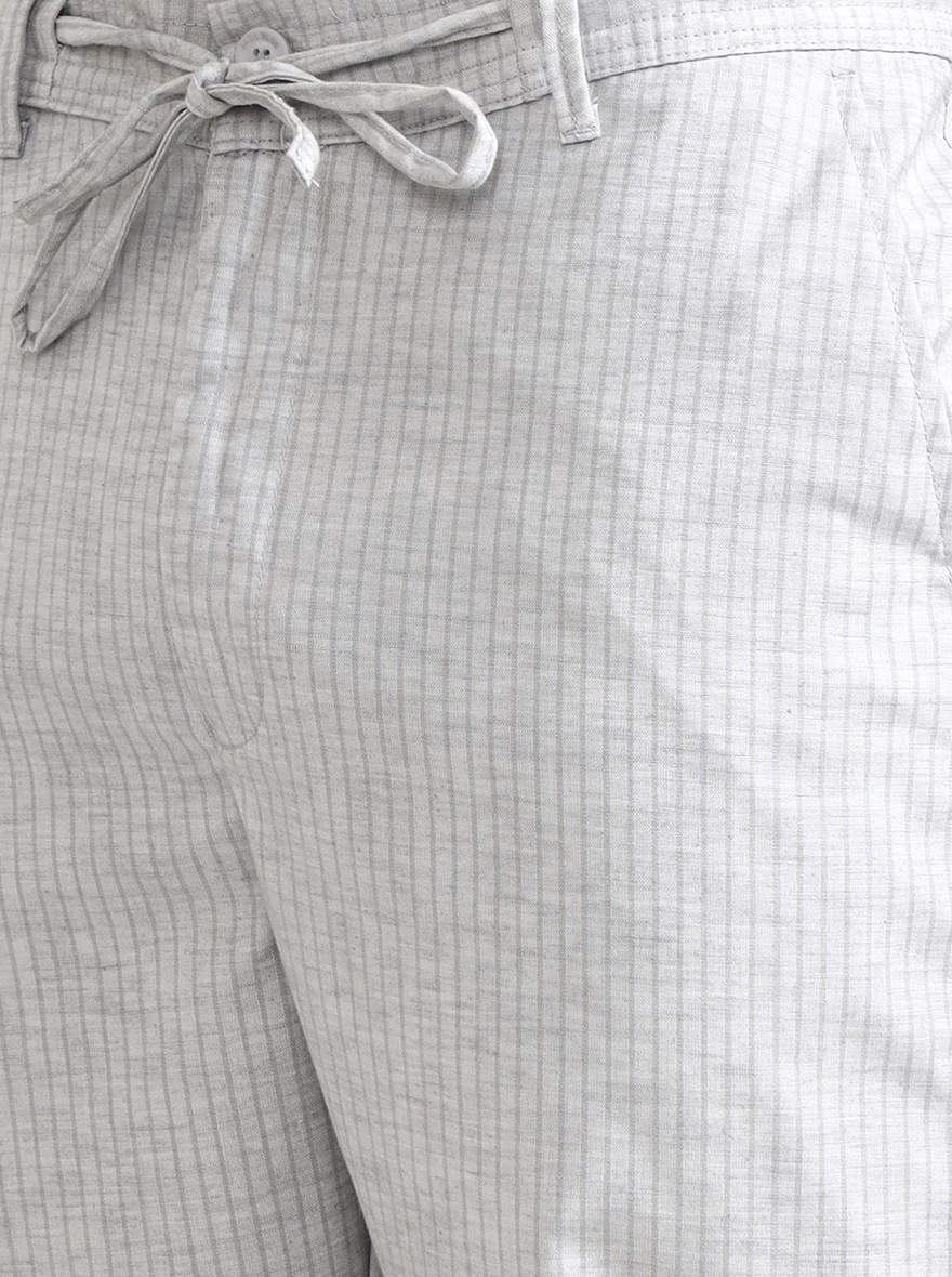 Light Grey Striped Slim Fit Track Pant | JadeBlue