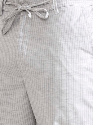 Light Grey Striped Slim Fit Track Pant | JadeBlue