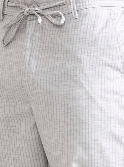 Light Grey Striped Slim Fit Track Pant | JadeBlue