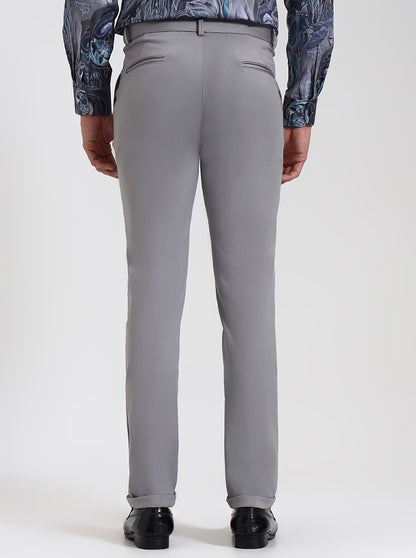 Light Grey Solid Slim Fit Club Wear Trouser | Wyre