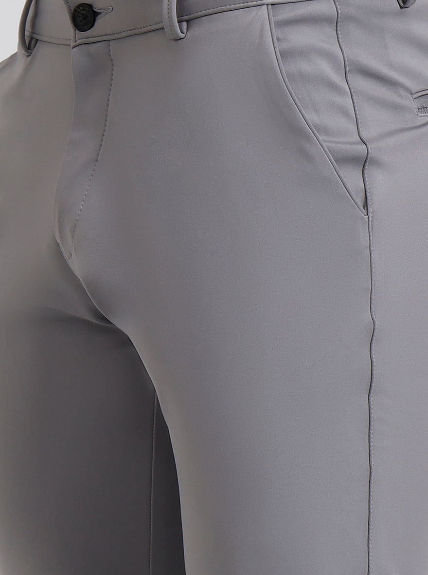 Light Grey Solid Slim Fit Club Wear Trouser | Wyre