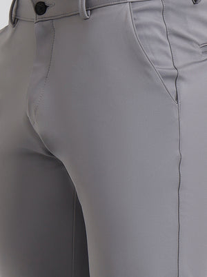 Light Grey Solid Slim Fit Club Wear Trouser | Wyre