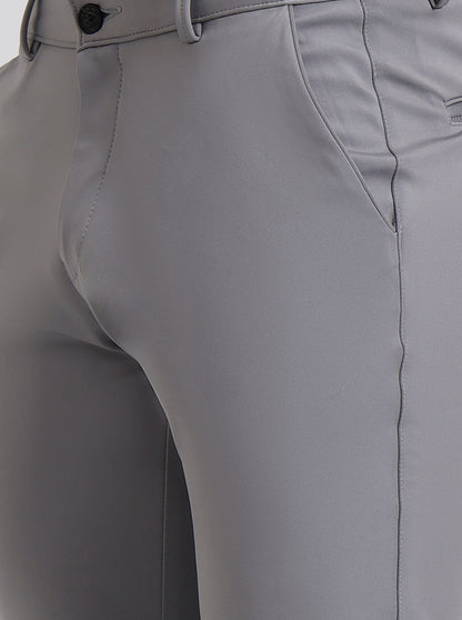 Light Grey Solid Slim Fit Club Wear Trouser | Wyre