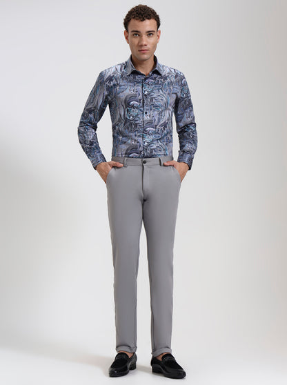 Light Grey Solid Slim Fit Club Wear Trouser | Wyre