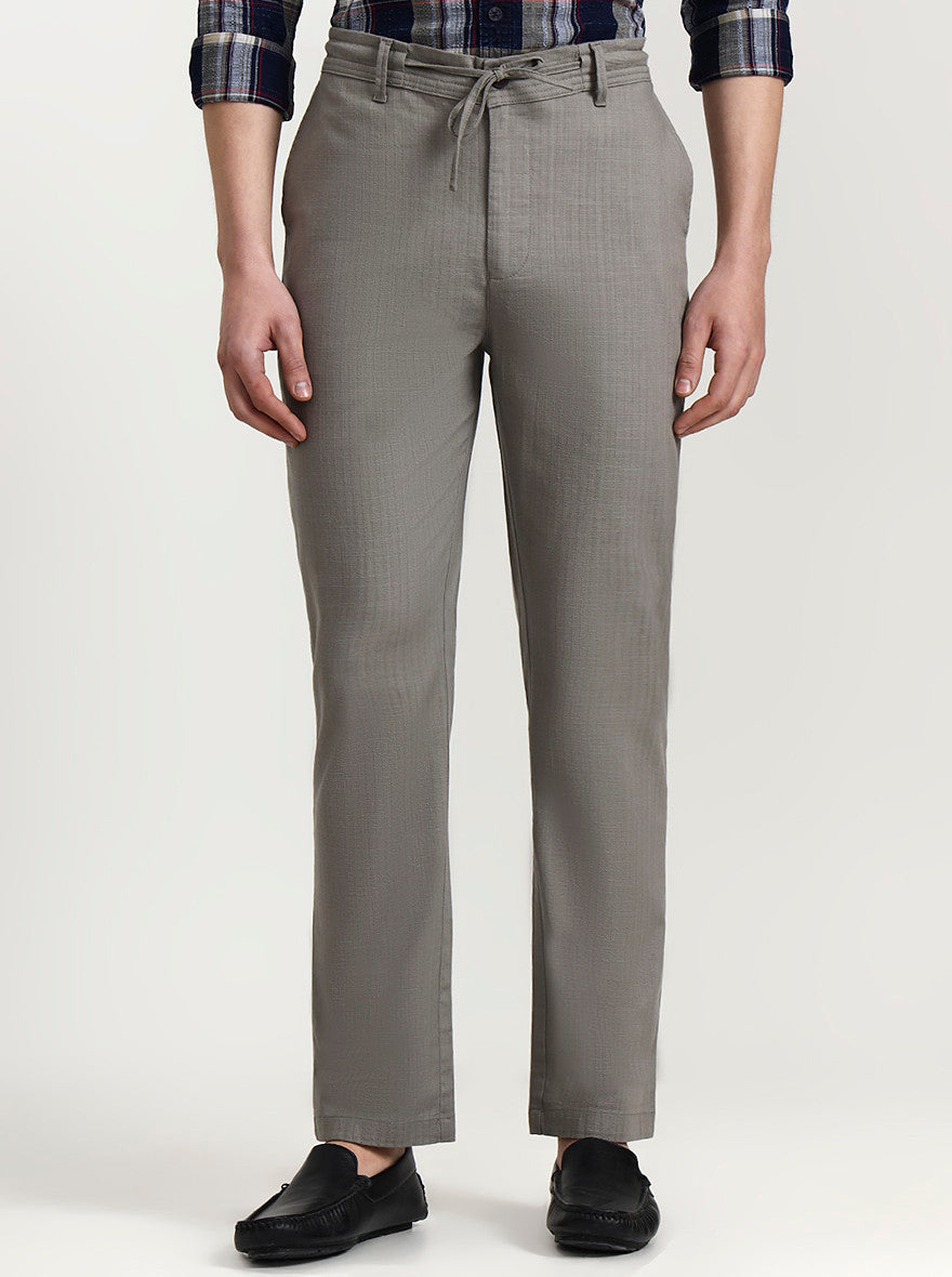 Light Grey Solid Regular Fit Track Pant | JadeBlue