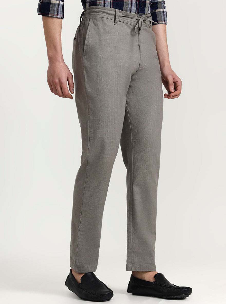 Light Grey Solid Regular Fit Track Pant | JadeBlue
