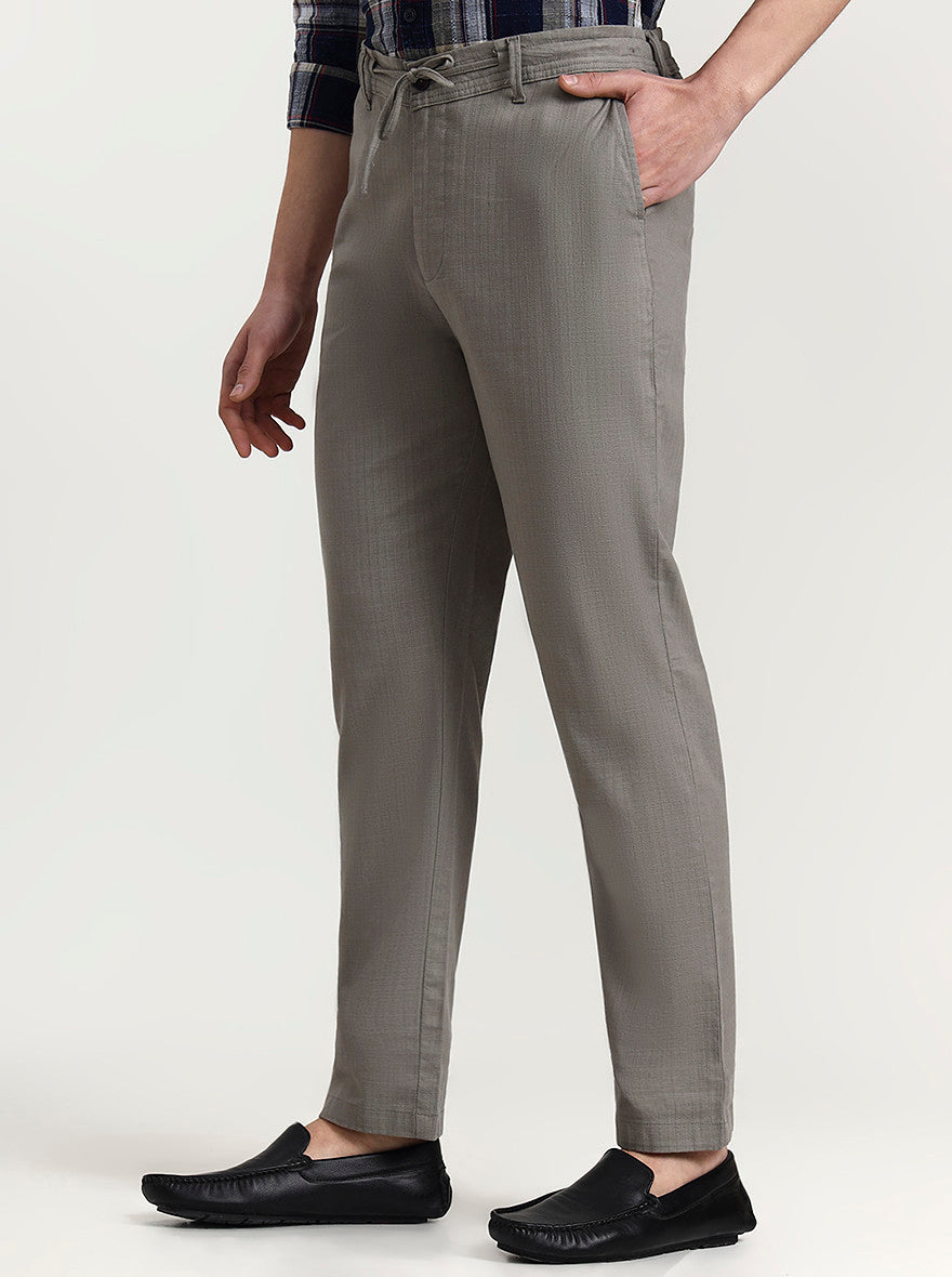 Light Grey Solid Regular Fit Track Pant | JadeBlue