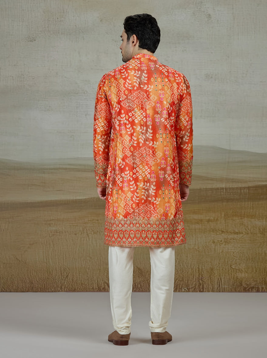 Orange Printed Kurta Pajama | Virasana