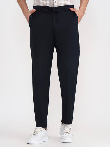 Navy Blue Solid Regular Fit Track Pant | JadeBlue
