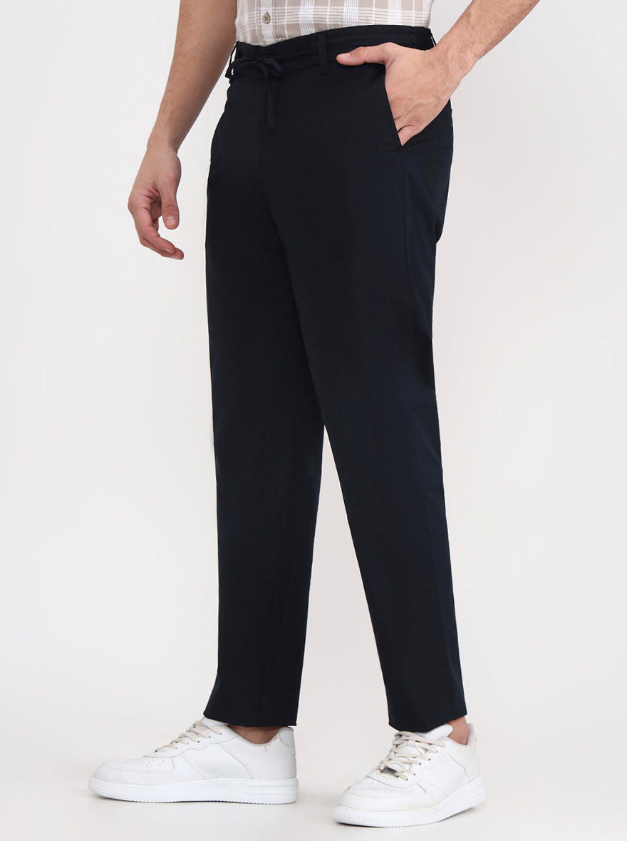 Navy Blue Solid Regular Fit Track Pant | JadeBlue