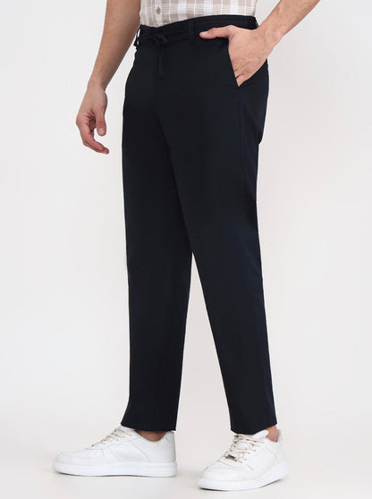 Navy Blue Solid Regular Fit Track Pant | JadeBlue