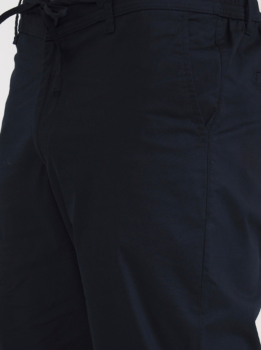 Navy Blue Solid Regular Fit Track Pant | JadeBlue