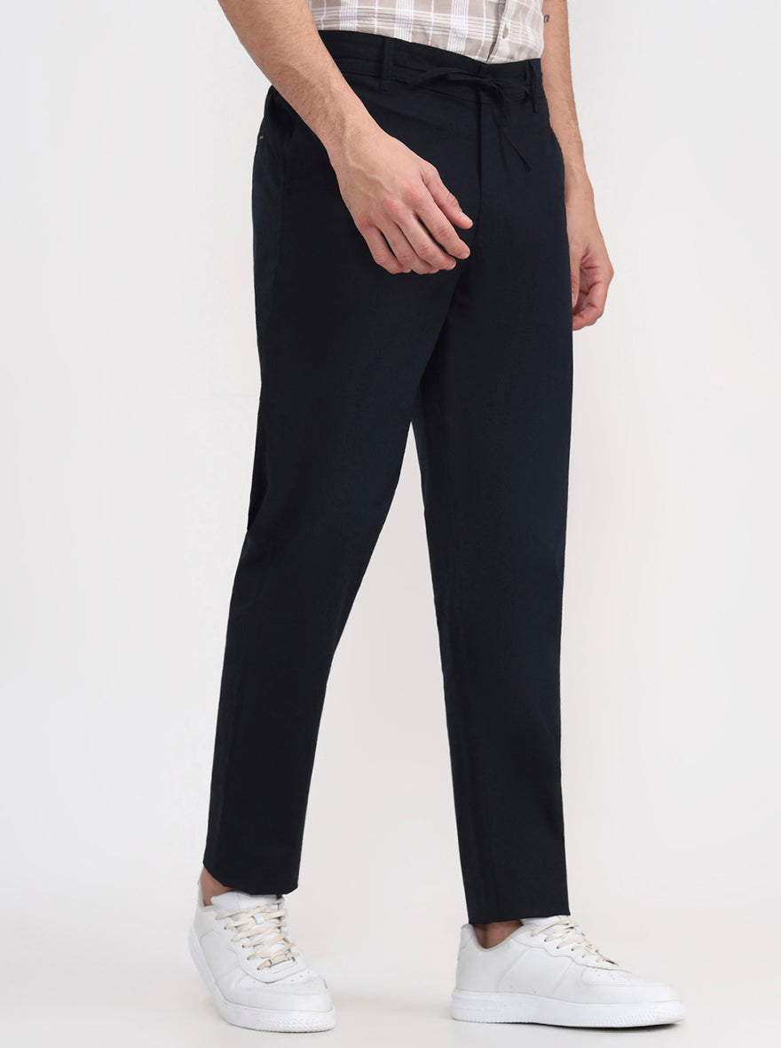 Navy Blue Solid Regular Fit Track Pant | JadeBlue