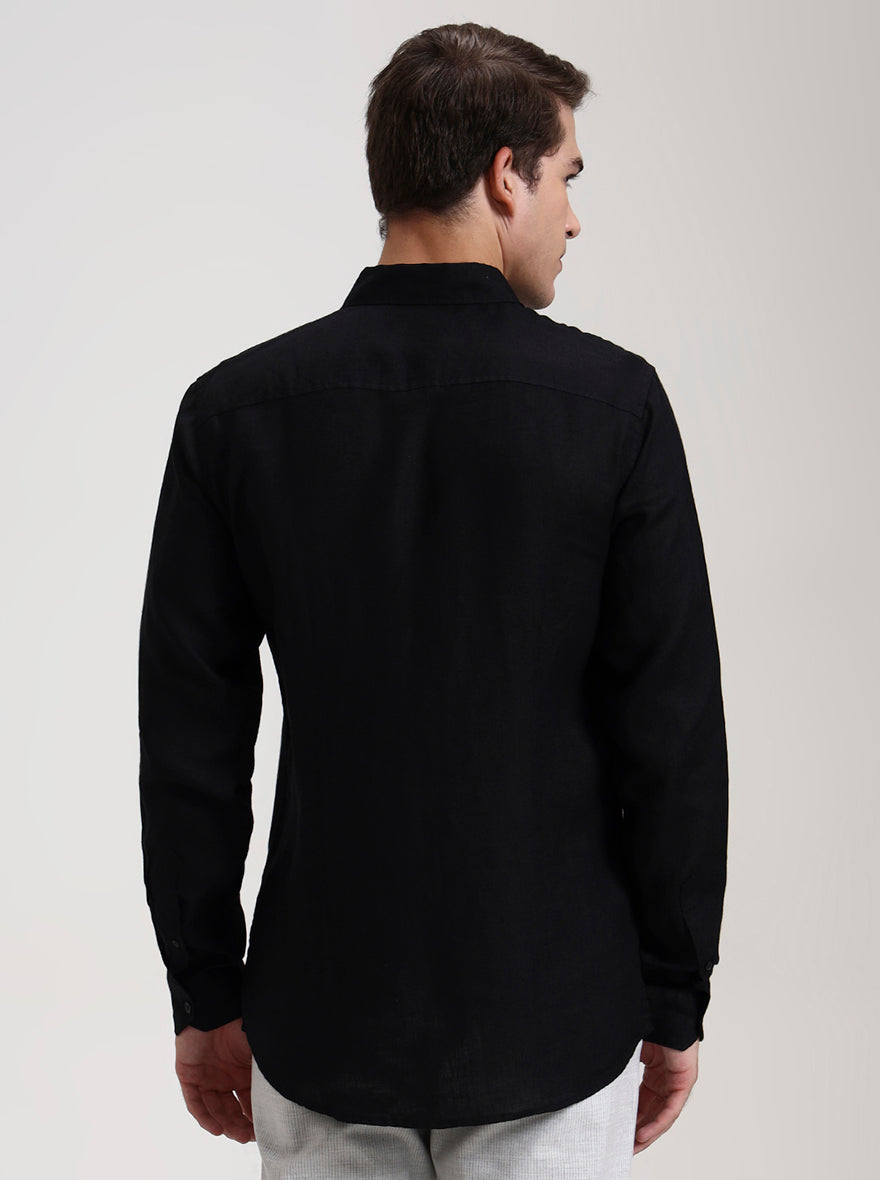 Black Solid Slim Fit Casual Shirt | JadeBlue