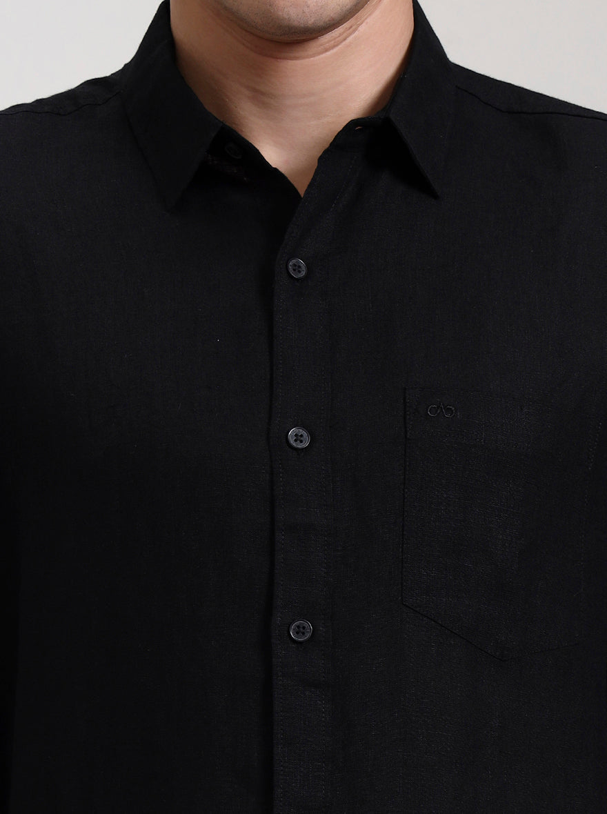 Black Solid Slim Fit Casual Shirt | JadeBlue