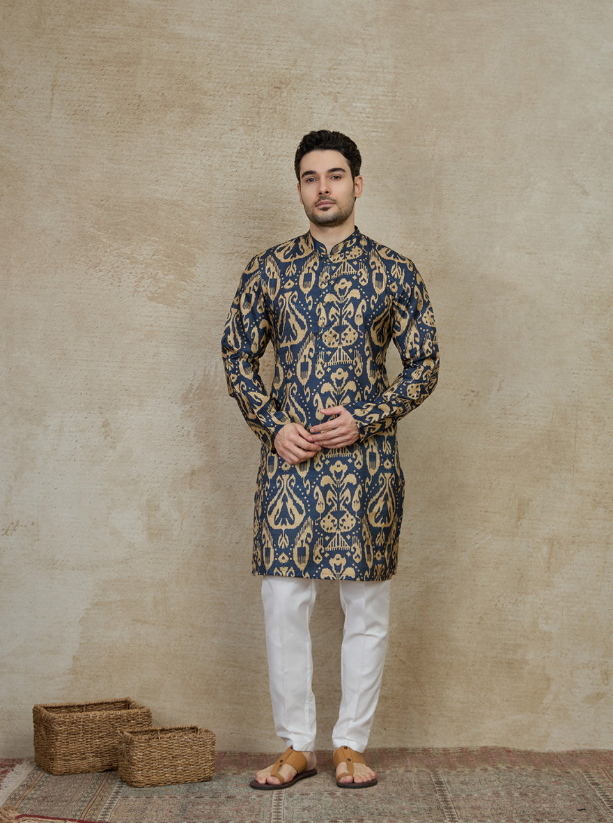 Navy Blue Printed Kurta | The Kurta Company